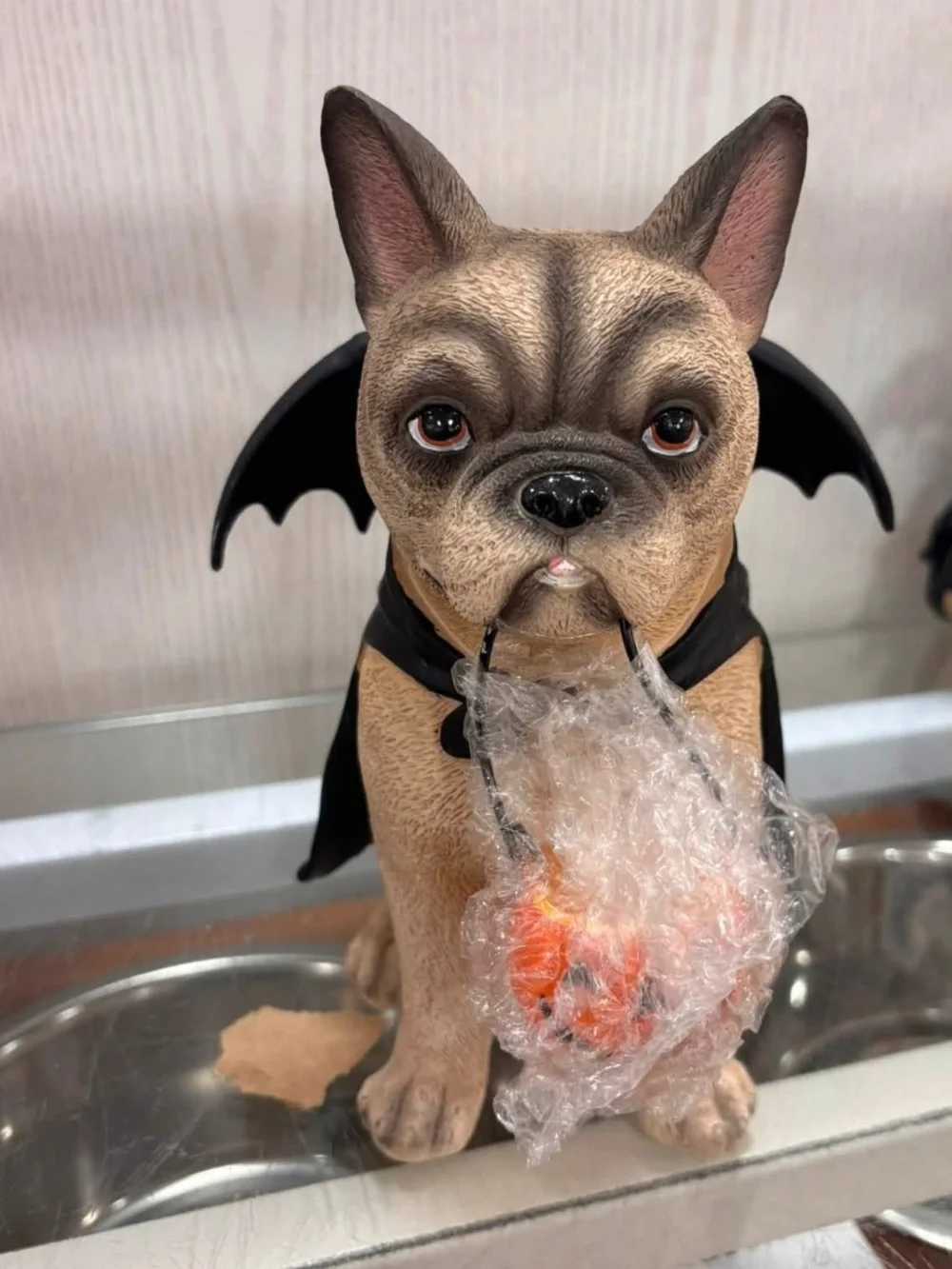 French Bulldog Halloween Figurine in Tan and Black